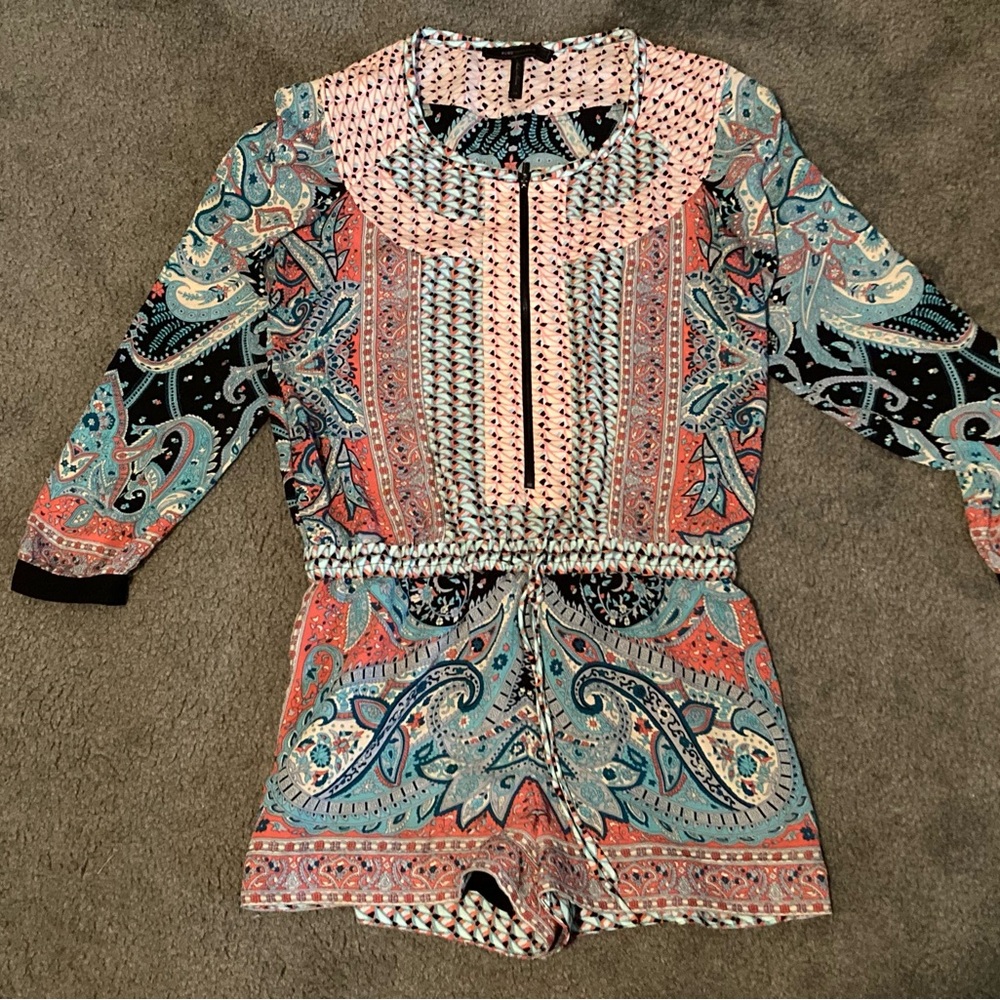 BCBGMAXAZRIA Paisley Print Romper